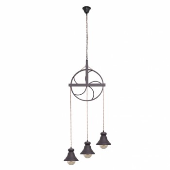 Distribuidor - Lâmpadas Diversas | Lâmpadas Rústicas | COLGANTE RUSTICO RUECA 3XE27 MARRON Ref: 124693002